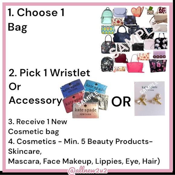 Kate Spade 4 Pc. JOY Bundle Bag+wristlet/earrings/accessory+cosmetics 29XHP! - Picture 4 of 16